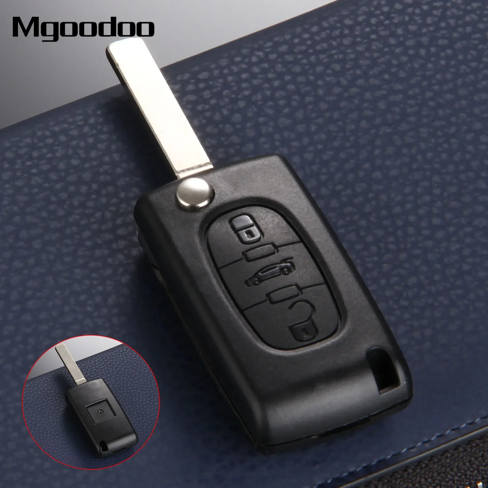 Mgoodoo 3 Buttons Flip Folding Remote Entry Key Shell Case For 207 307 308 407 607 Replacement Car Key Fob Cover ​3 4 buttons car key shell fob remote control case keyless entry for ford escape exursion explorer mercury key replacement cover