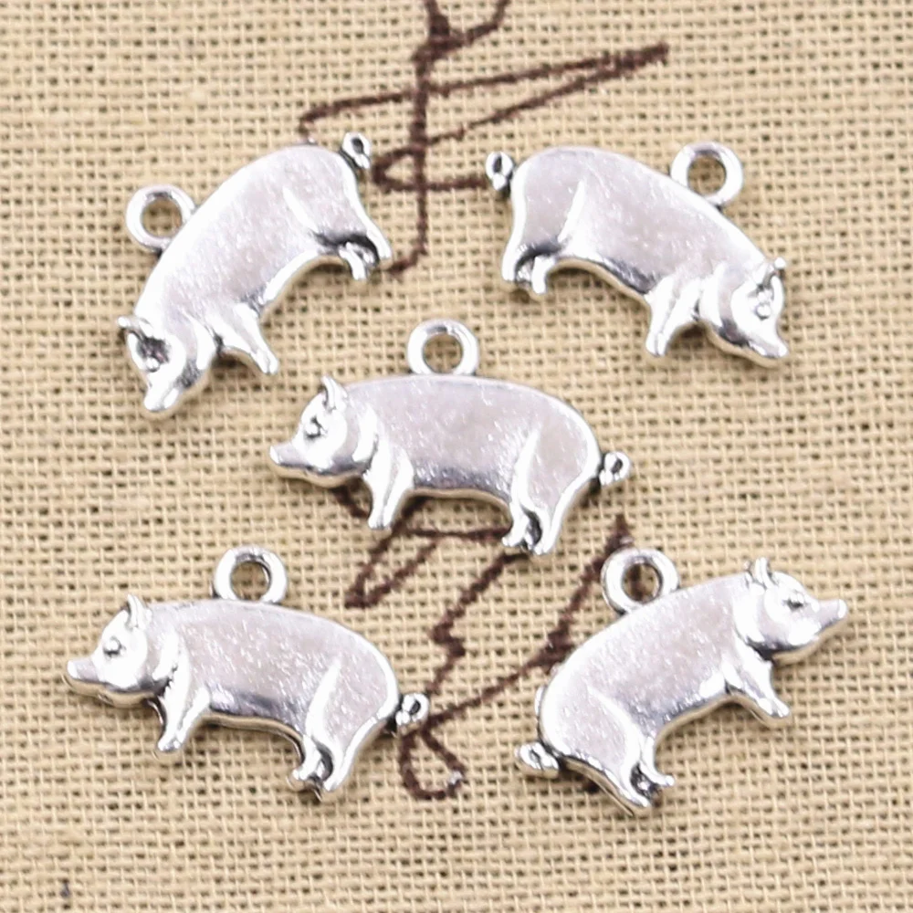 20 stücke Charms Fett Schwein Hog 12x19mm Antike Silber Farbe Anhänger DIY Halskette Handwerk, Die Entdeckungen Handmade tibetischen Schmuck