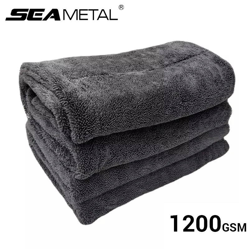 SEAMETAL Car Wash Towel 1200GSM Microfiber Double-Sided Ultra Absorbent Car  Wash Cloth Cleaning Drying Towel Washing Accessories - AliExpress