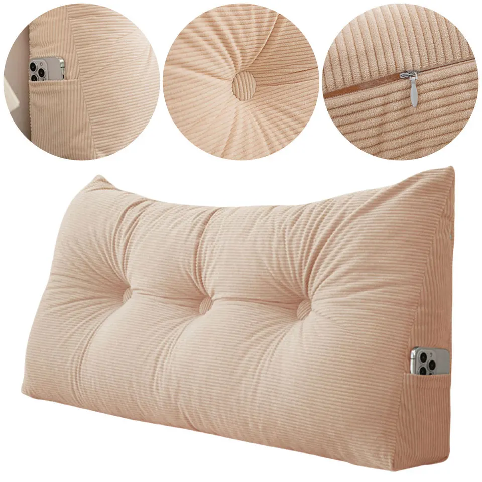 Triangular Wedge Headboard Pillow with Pockets