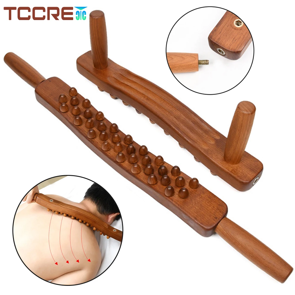 

Guasha Wood Stick Tools Wooden Therapy Scraping Lymphatic Drainage Massager, 34 Beads Point Treatment Gua Sha Tools for Back Leg