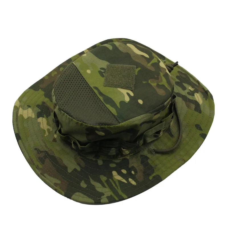 Camouflage Hat Square Brim Top Vent Green Ruins