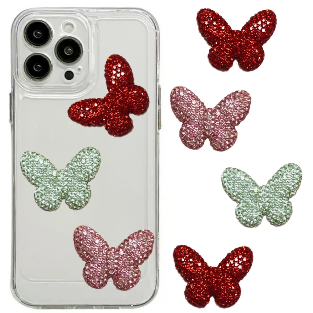 Glitter Luxury Butterfly Rhinestone Gems Ornament Set - Handcrafted DIY Phone Case Charms
