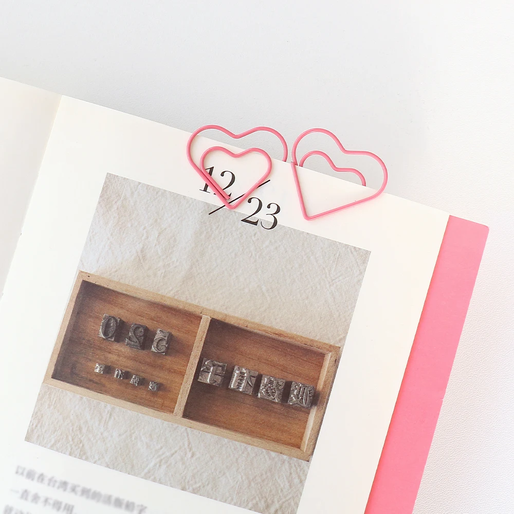 Paper Clips Binder Clips Metal Clamp Clips Book Clips 30pcs/set Heart Bookmark