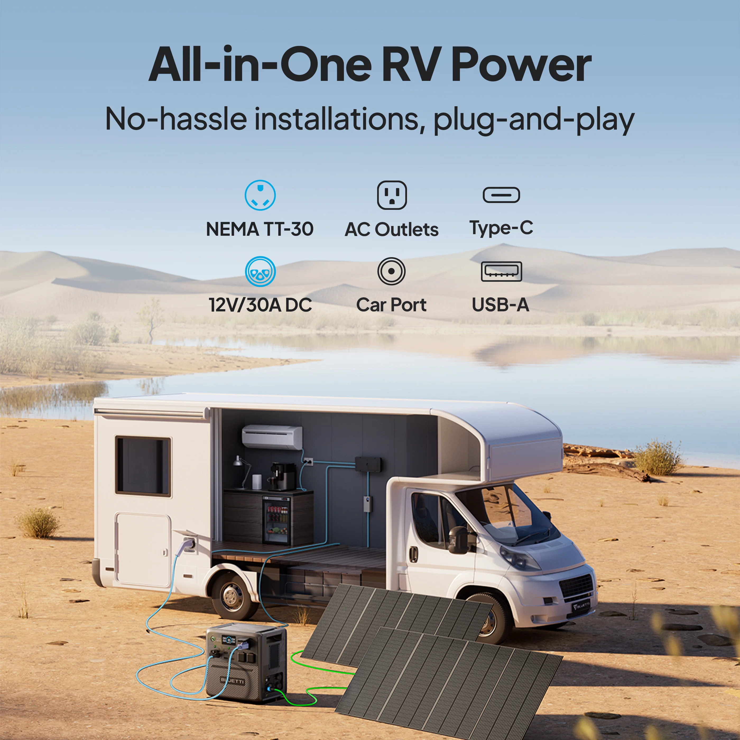 【US Plug】BLUETTI Portable Power Station AC240 and B210 External Battery, 3686Wh LiFePO4 Battery Backup  2400W AC Outlets, 3