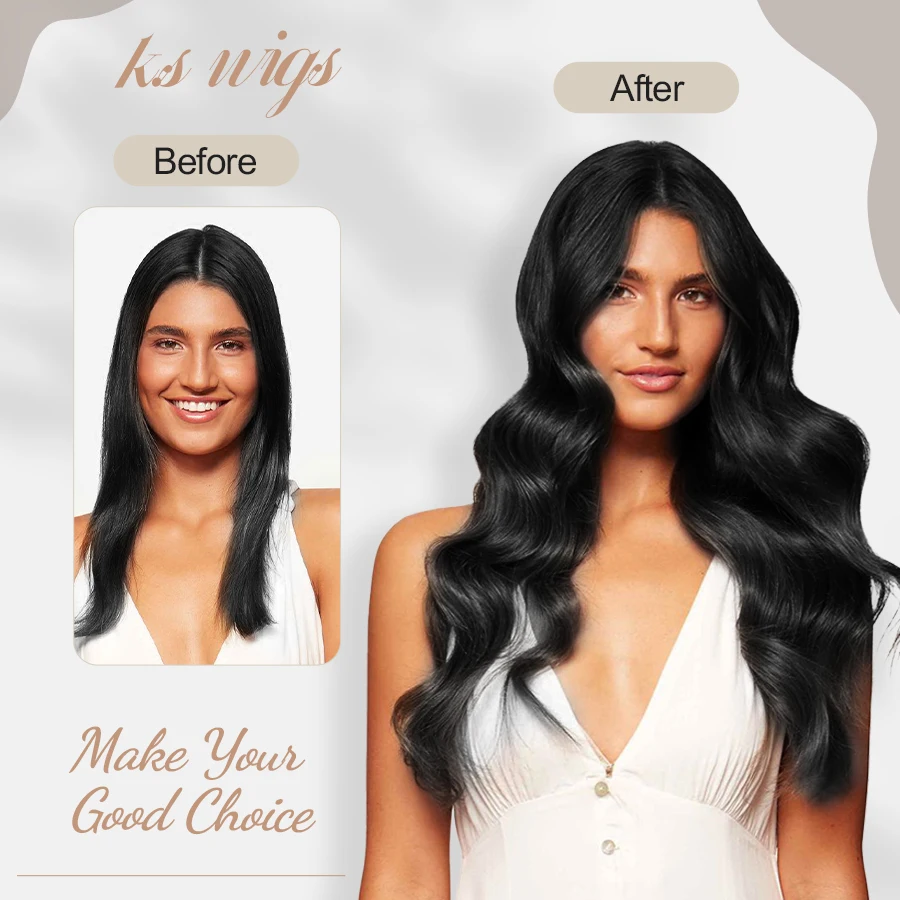 K.S WIGS 12&ldquo;-24&rdquo; Tape In Hair Extensions Natural Tape Ins for Women Human Hair Extensions Straight Seamless Skin Weft 10P/20P