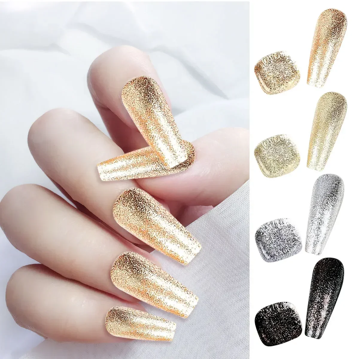 Nail Polish 4 Colors Reflective Gel Nail Polish UV Gel Gold Silver Black Nail Art Lasting Shiny 5ml Platinum Glitter Polish Varnish Set
