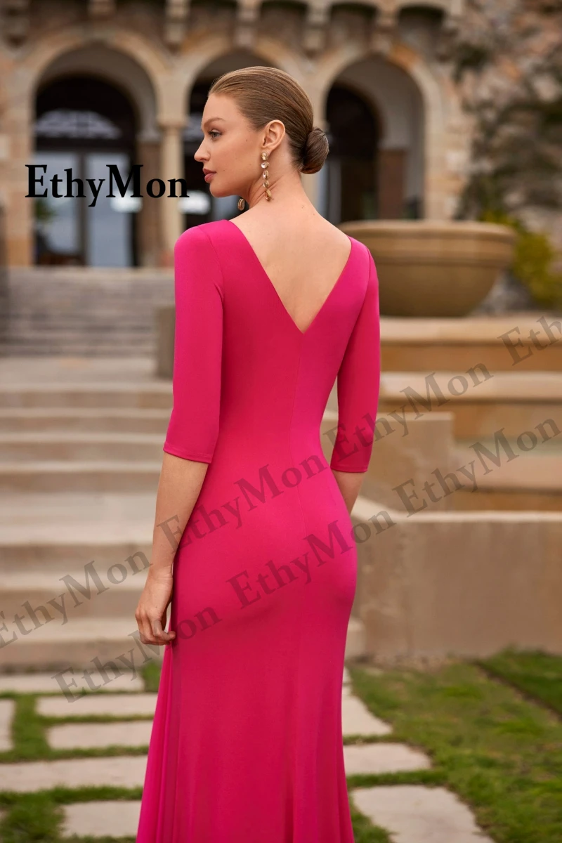 فستان زفاف عصري برقبة سكوب من Ethymon للنساء نصف ك...