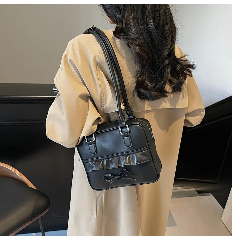 JIAERDI High Street Bow Red Shoulder Bags Women 2025 New Versatile Pu Leather Y2k Handbag Female Square Underarm Bag Aesthetic