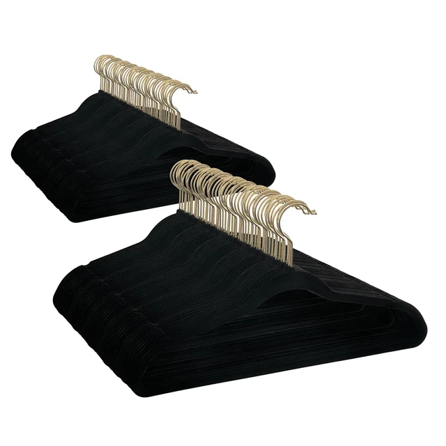 Non-Slip Velvet Clothing Hangers, 100 Pack, Black Coat Hanger - AliExpress