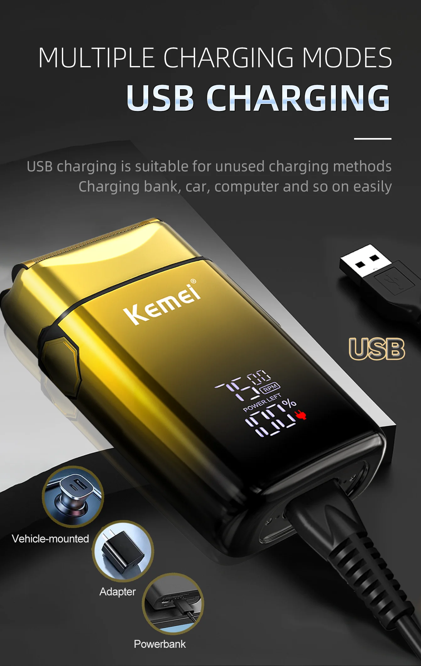 Kemei Electric Shaver Professional Beard Trimmer For Men_voghion.com