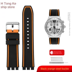 Vibrant Silicone Wristband in Orange, Blue, Gray, and Red - Unisex Watch Bracelet Accessories - 20mm (Black Orange Silver)