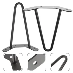2pcs Black Hairpin Legs Set Of 2 Table Leg 20cm Height Furniture Leg Hair Pin Table Leg Metal Furniture Leg