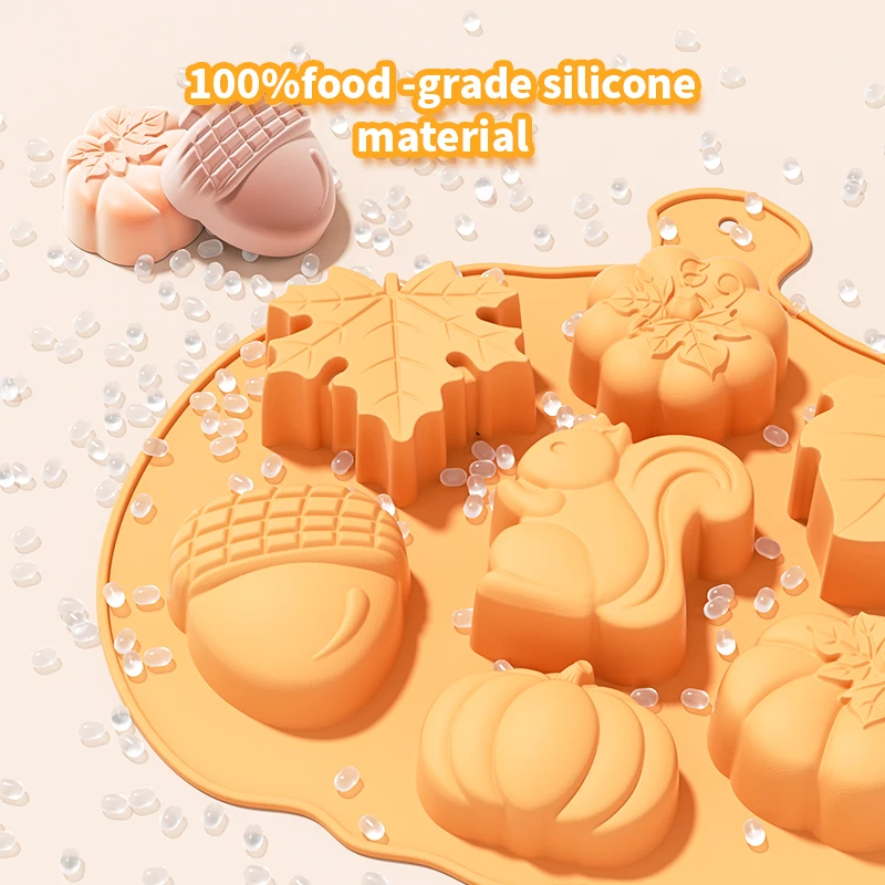 Stampo In Silicone Autunnale Per Cioccolato – Zucca, Foglia D’Acero E Ghiande – 9 Cavità, Flessibile E Antiaderente