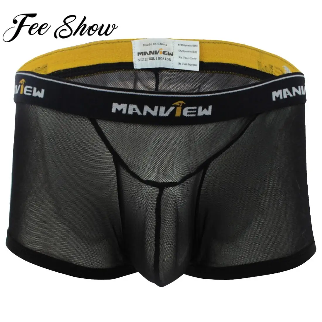 

Mens Sexy See-through Mesh Boxer Shorts Panties Letter Print Elastic Waistband Bulge Pouch Briefs Underpants Underwear Nightwear