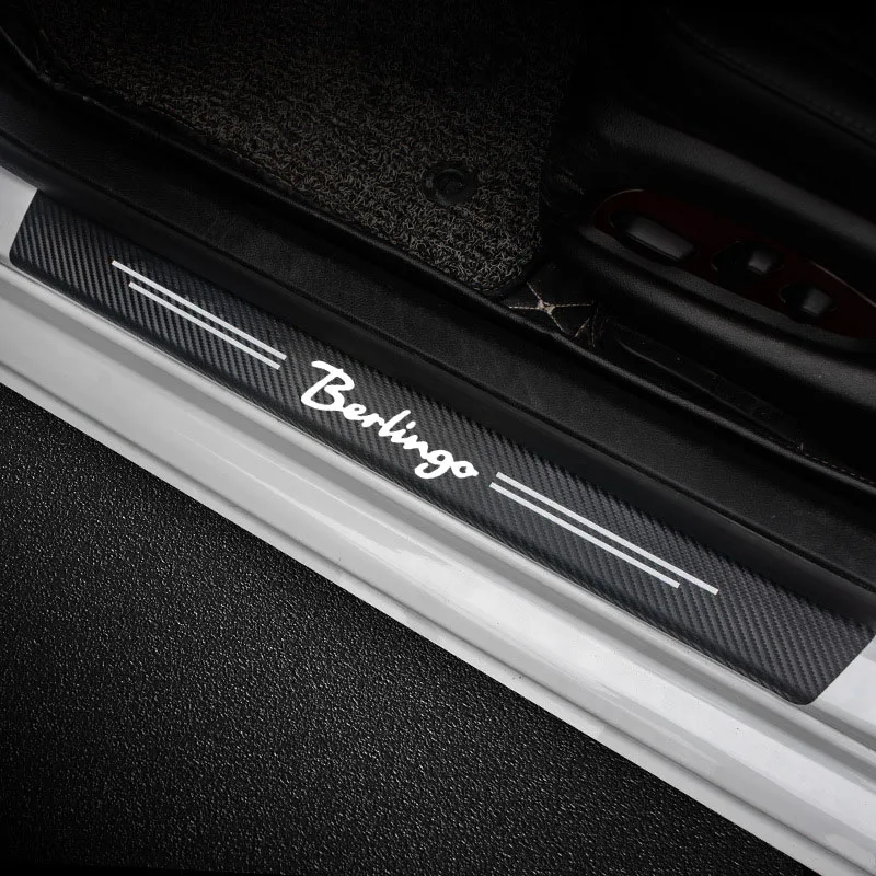 Anti-scratch Car Trunk Door Sill Plate Protector Carbon Fiber Decor Decal Threshold Citroen Berlingo Auto Accessories Car Door Sill Pedal