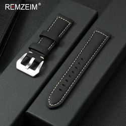 Vintage Crazy Horse Leather Watch Strap - Men's Genuine Cowhide Band, Durable Sport Replacement Bracelet Belt - 26mm (Black)