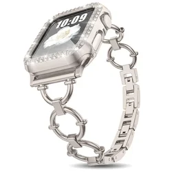 Elegant Metal Chain Strap - Fashion Round Loop Bracelet - 38mm (Starlight with Case)