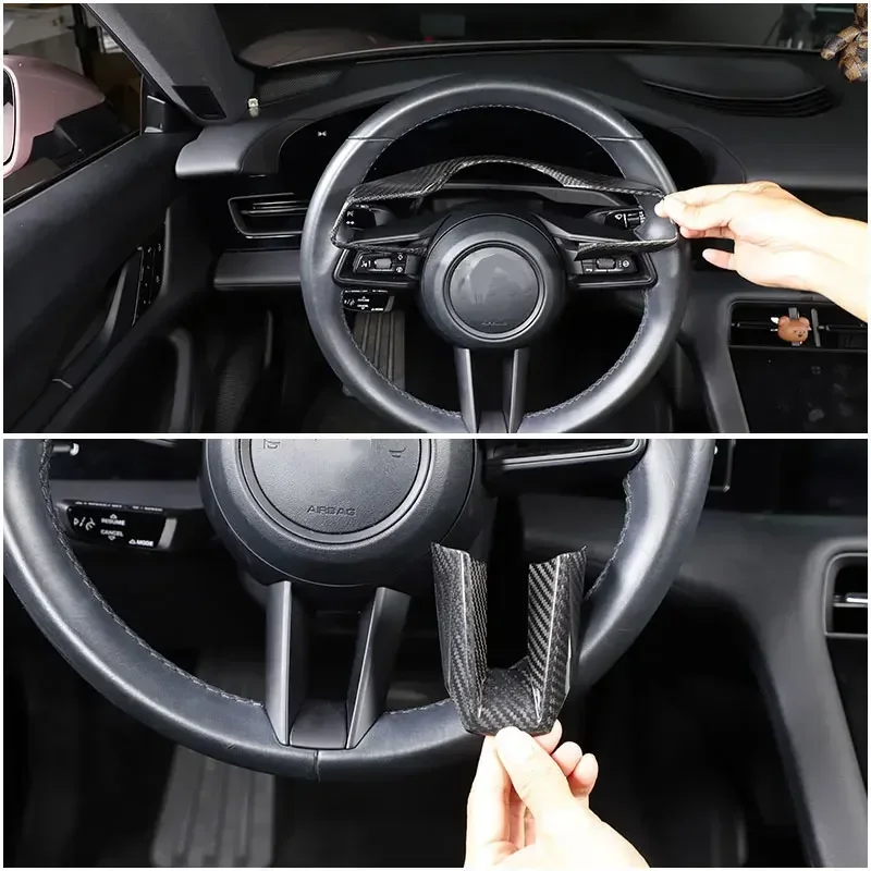 

For Porsche 911 2019 2020 2021 2022 2023 Real Carbon Fiber Car Steering Wheel Frame Cover Trim Sticker Car Accessories