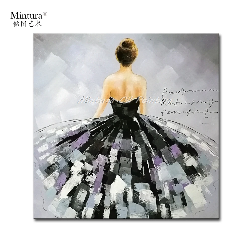 

Mintura Painting for Living Room Wall Art A Girl in A Long Skirt Acrylic Canvas,Oil paintings Hand-Painted Home Decor No Framed