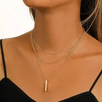 Collier empilable à trois couches en argent Sterling 925 pour femmes, pendentif à bande Simple, étanche, hypoallergénique, chaîne de clavicule, bijoux 3