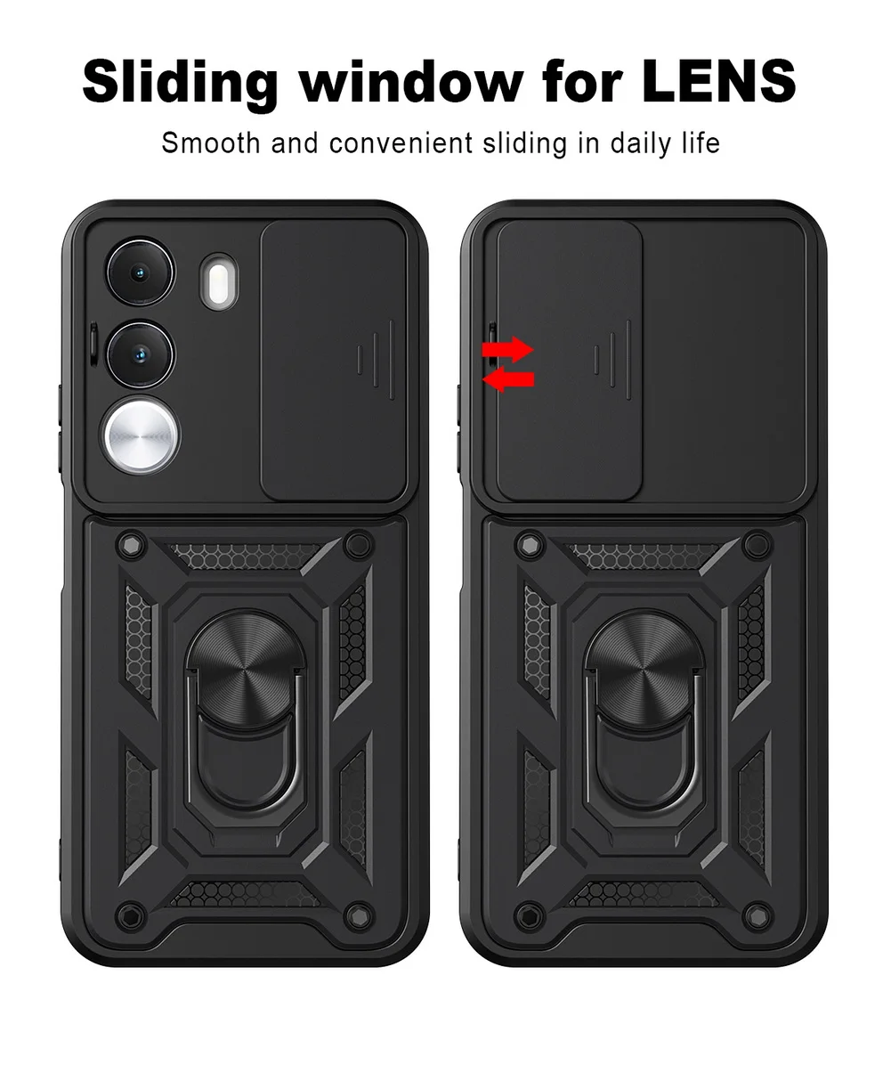 Enhanced Armor Hybrid Metal Ring Holder Camera Protective Case