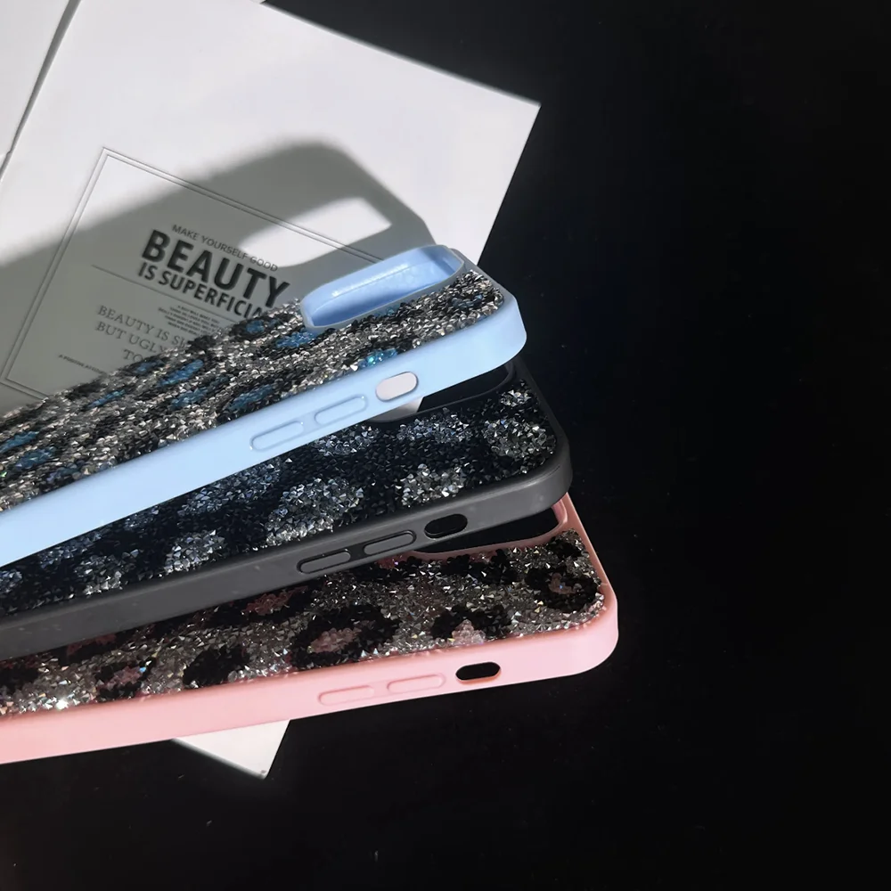 For Apple Iphone 16 Pro Max 15 14plus 13 12 11 Luxury Diamond Encrusted Leopard Rhinestone Bling Girls Shockproof Phone Case phone case iphone case