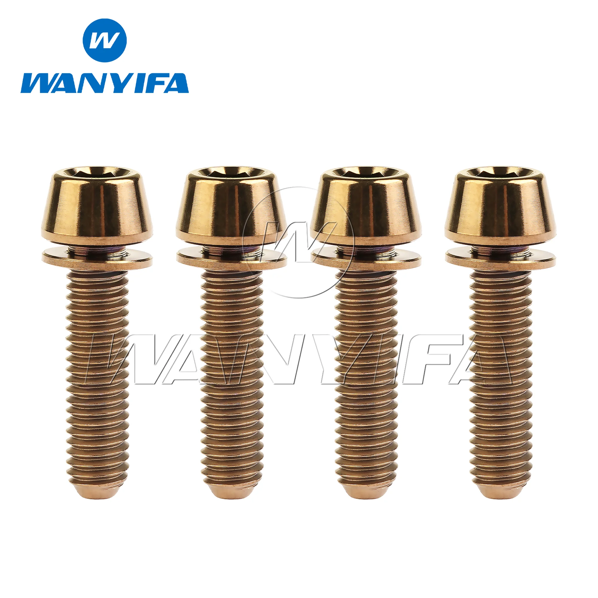 Titanium Bolt 4pcs Wanyifa M5/M6x16-25mm Tapered Head with Washer Allen Key Screw for Bike Disc Break Calipe