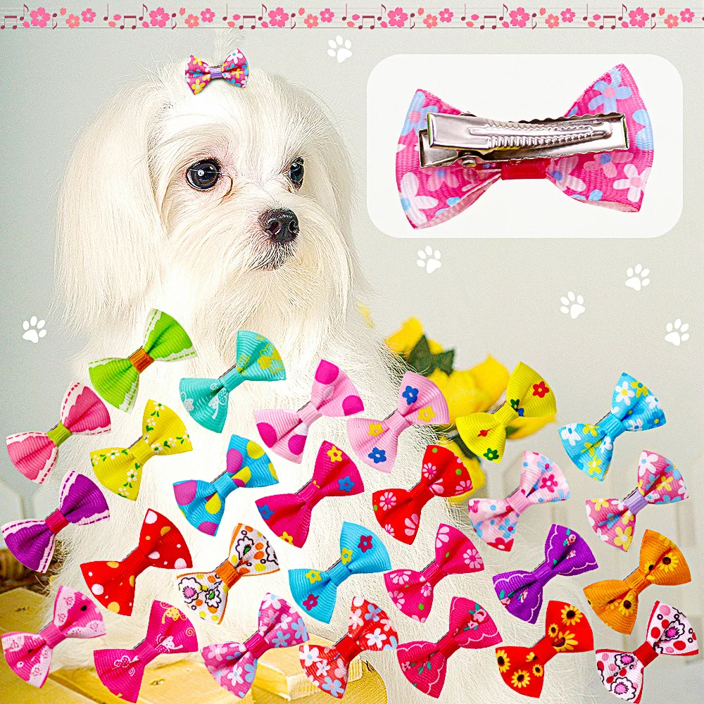 10/20/30Pcs Cute Dog Hair Clips Puppy Hairpin Pet Cat Handmade Hairpin Pet Bow Hair Accessories Multicolor 2