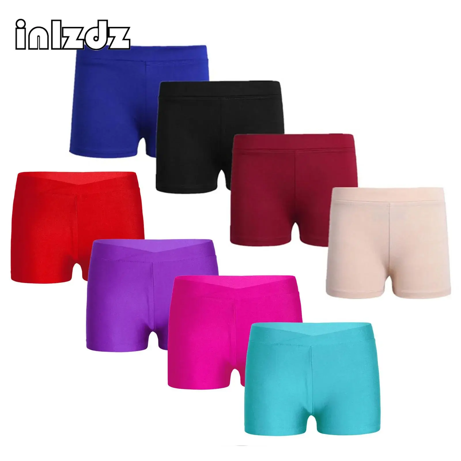 Kids Girls Stretchy Sports Shorts Leggings Boy-cut Slim Fit Gymnastics Ballet Dance Booty Shorts Workout Fitness Tumbling Bottom kids sports shorts