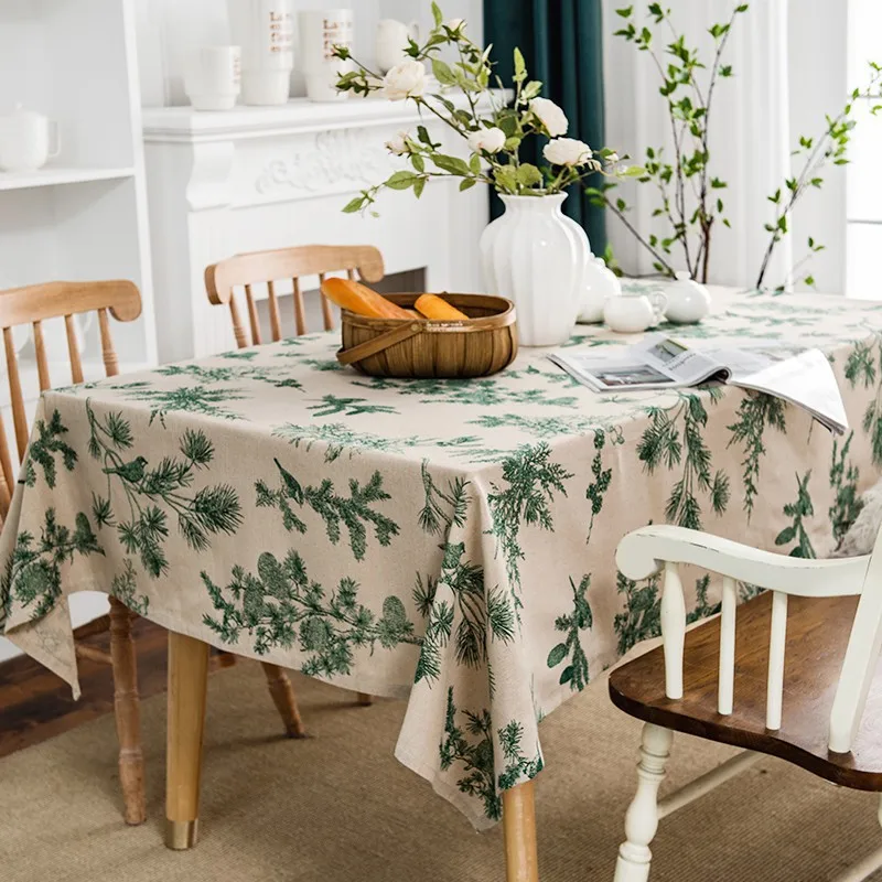 thumbnail image 1 of Mantel americano para mesa, mantel navideño con estampado de lino y algodón de pino, cubierta de mesa Rectangular de tela para comedor, 1 of 5