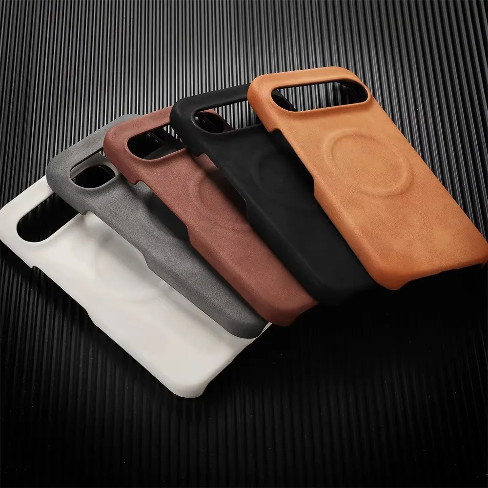 Luxury Sheepskin Leather Magnetic Phone Case - Shockproof Business Matte Hard Solid Cover