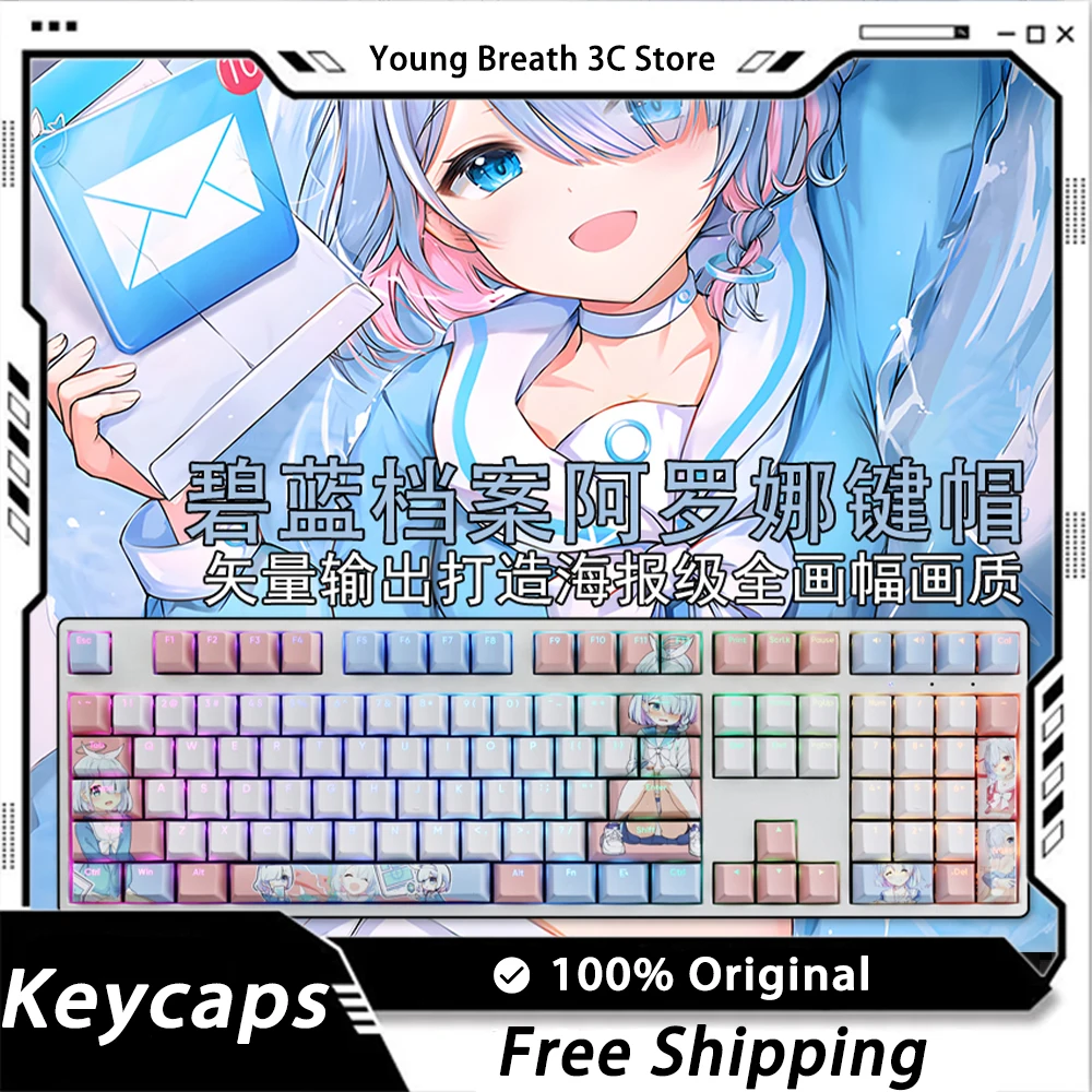

Custom Diy Blue Archive Cute Keycap Mechanical keyboard Kit PBT Keycap Light Transmission 108Key Keycap Set PC Gamer Accessories