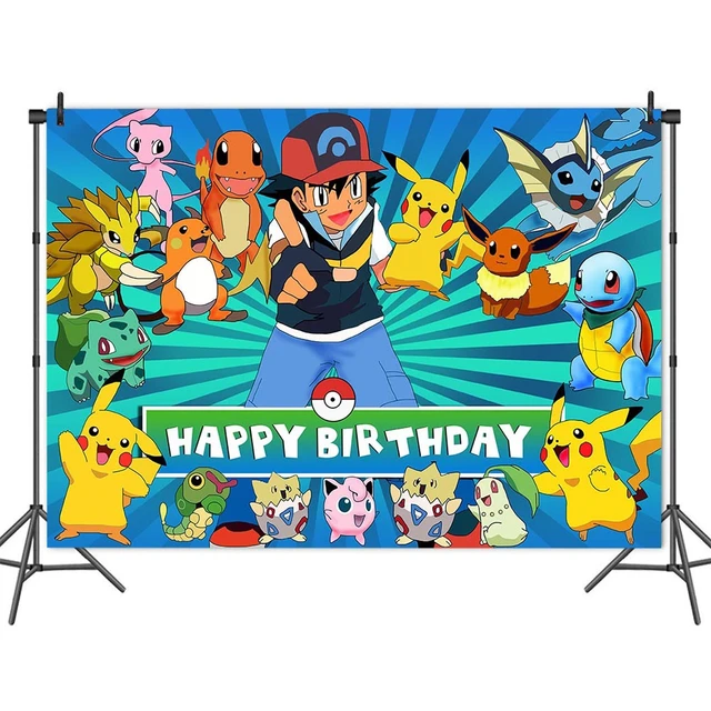 Pokemon Pikachu Partido Backdrops Rodada Capa Kid 1 ° Aniversário Fundo Céu  Azul Branco Nuvens Decoração Cilindro Photo Studio Banner - AliExpress