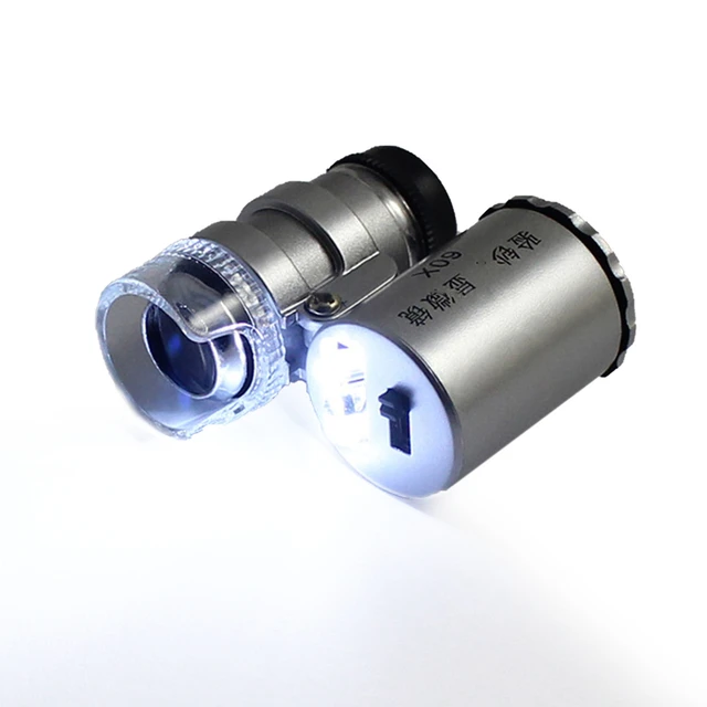 60X mini Loupe LED UV bijoutier lumineux avec lampe LED inspection