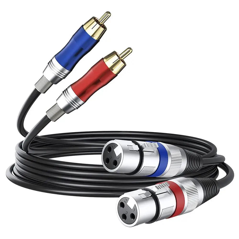 Dual XLR 3-pin Female To Dual Rca Male Audio Cable Dual Xlr To Dual RCA  Plug Patch Cord Connector Wire