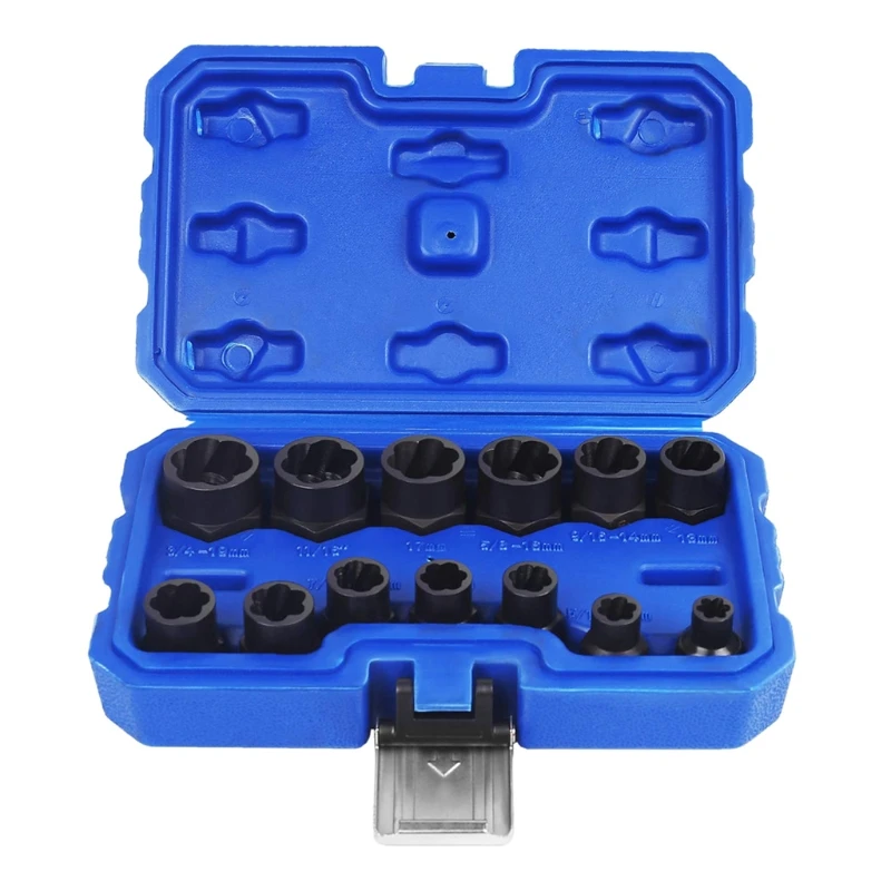 

a Set of 13 Alloy Steel Material Impact Nut Remover Broken Nut Removal Tool DropShipping