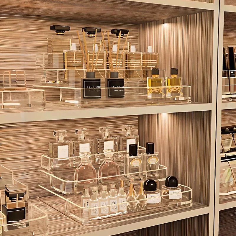 Desktop Perfume Shelf Bathroom Makeup Organizer Perfume Aromatherapy Organizer Skin Care Product Storage Rack Organizer