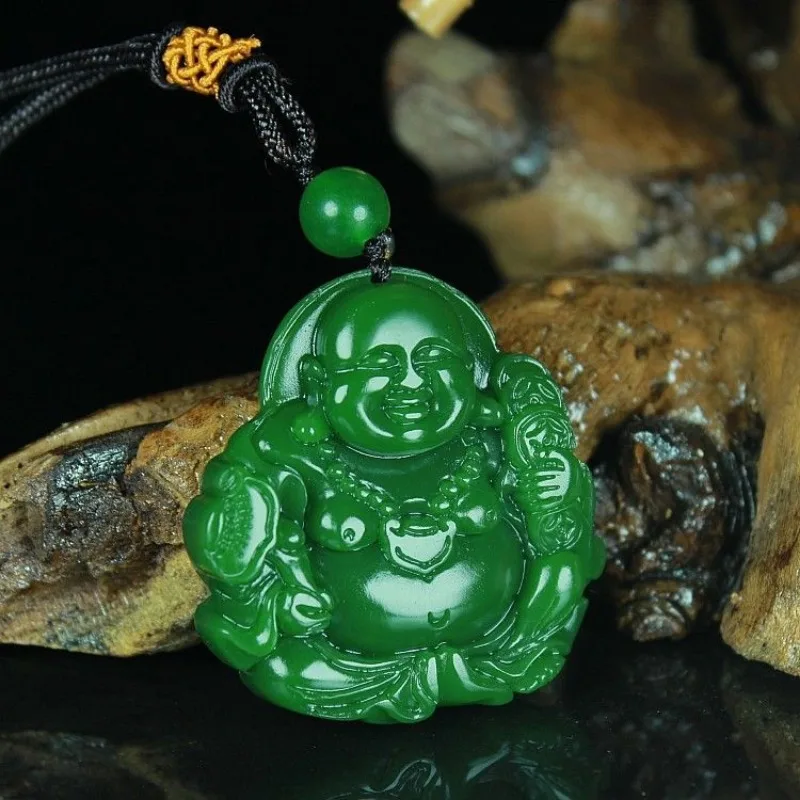 

Jasper Spinach Green Money Ruyi Maitreya Buddha Pendant Women's Simple and Versatile Pendant
