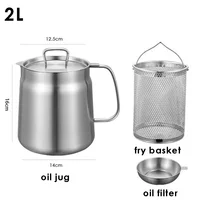 2L Multifunction Oil Filter Deep Fryer Frying Pan Heating Oil Pot Stainless Steel Fry Basket Oil Jug Food Container 1