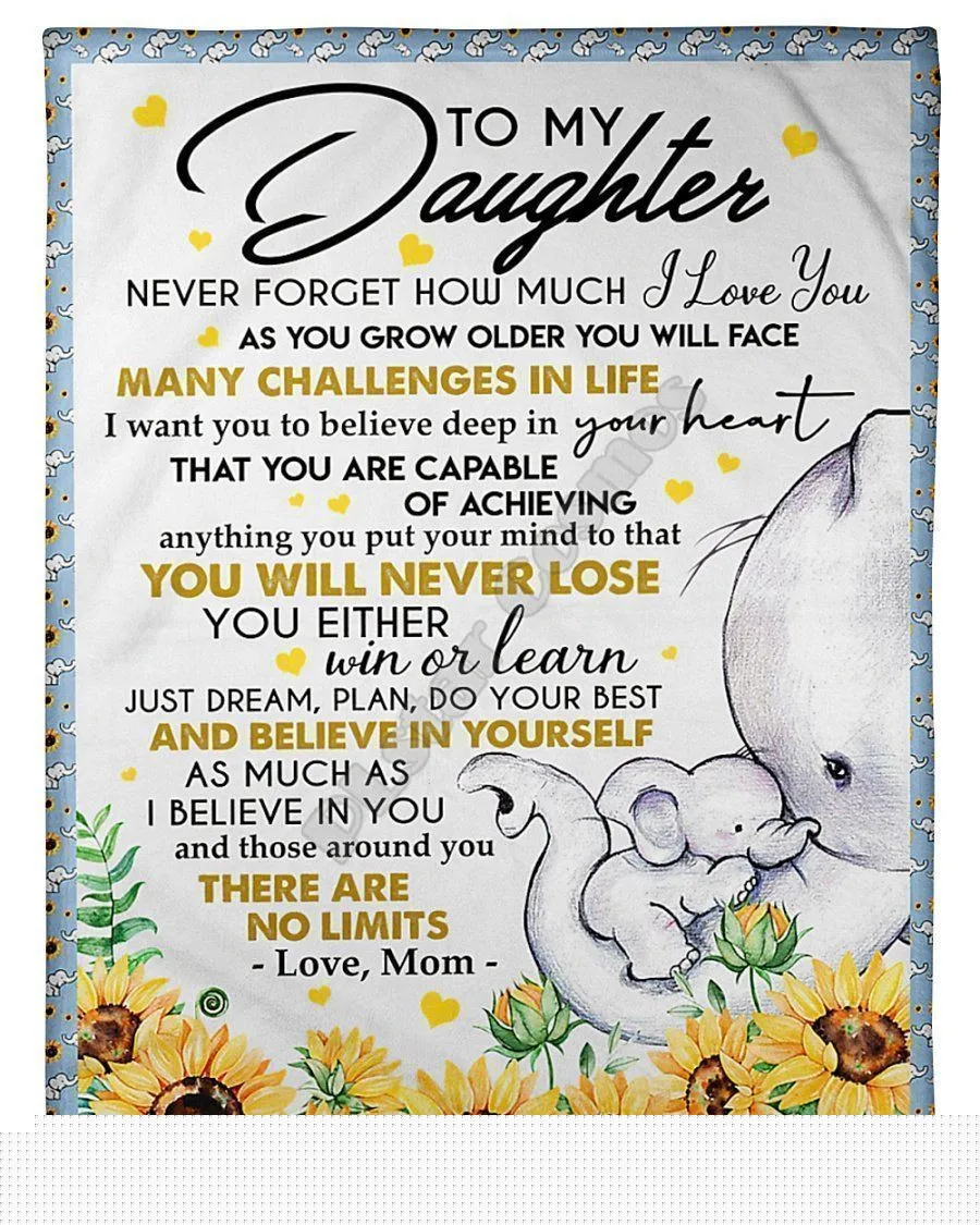 

To My Daughter You Will Never Lose You Either Win Or Learn Gifts From Mom Fleece Blanket Soft Bed Cover Sheet Plush Blanket