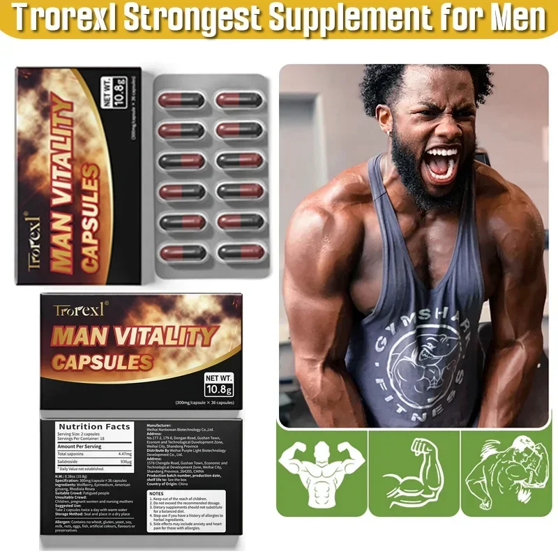 Organic Epimedium American Ginseng Pill Pure Non-Gmo Supports Reproductive Health Natural Energizer