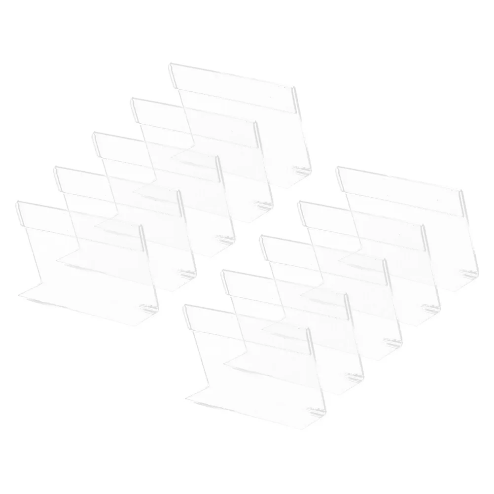 

10Pcs Mini Acrylic Sign Holder Clear Name Tag Holder Stand Label Counter Top Stand Horizontal Slanted Back L Shaped Plastic