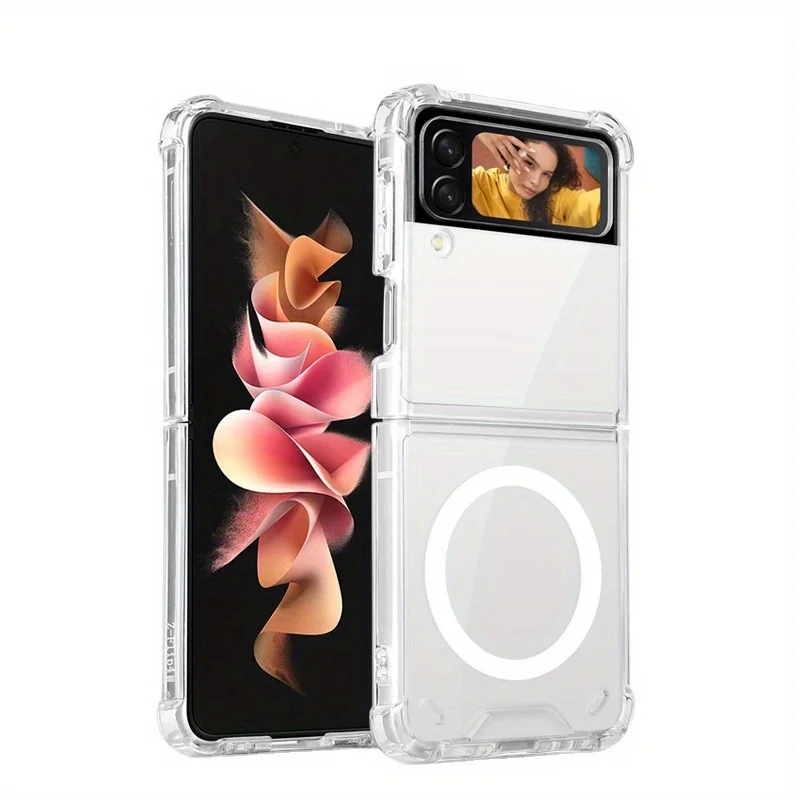 Custodia Magnetica Antiurto Trasparente Di Lusso Per Samsung Galaxy Z Flip 4 /Z Flip 3/Z Flip 5/Z Flip 5G Cover Funda Capa Coque