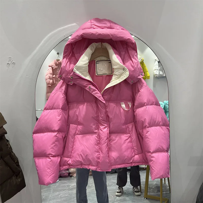 

Зимние толстые пушистые теплые пальто из натурального утиного пуха, женские пуховые парки с высоким воротником, подходящие парки с капюшоном