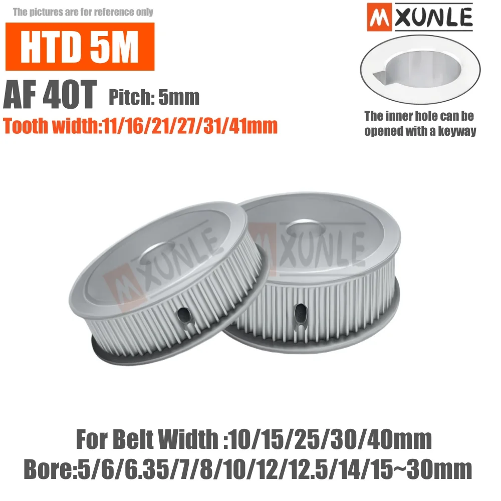 Produktbild von HTD 5M Zahnriemenscheibe AF 40 Zähne – Bohrung 20 Mm, Breite 15 Mm, Alu, Für Fräsen & CNC