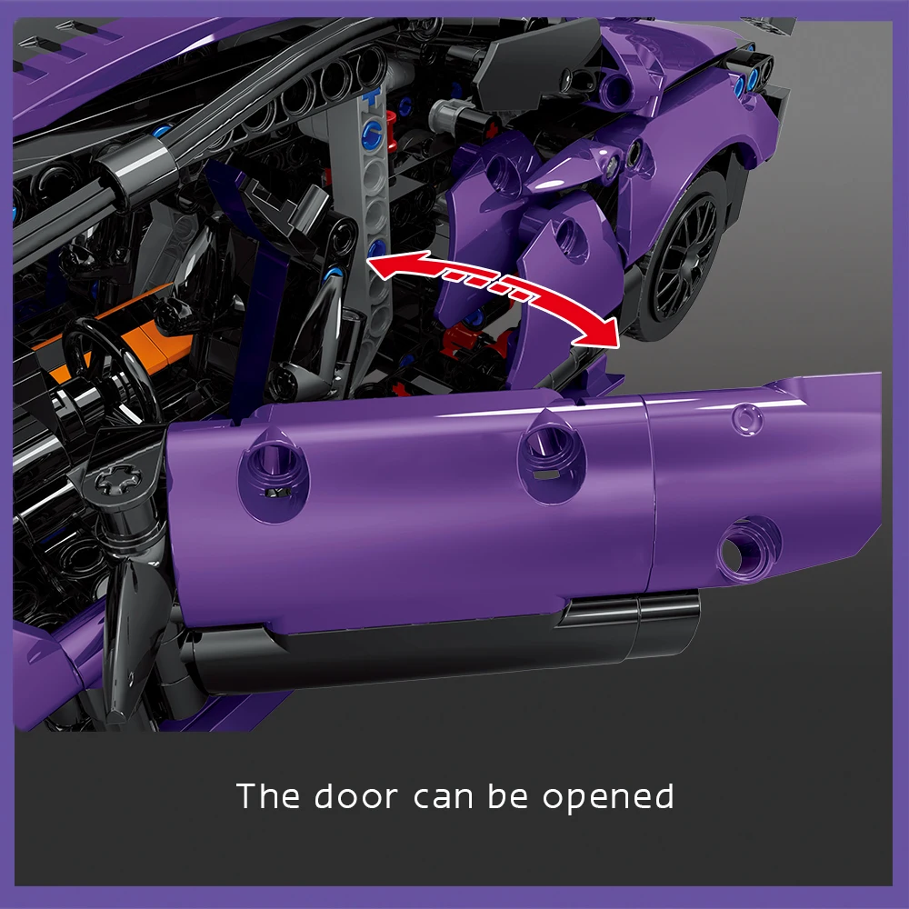 보라색 크리에이티브 시리즈 레이싱 DIY 빌딩 블록, 전문가 럭셔리카 로고 블록 장난감, 소년 생일 어린이날 선물, 1266 개