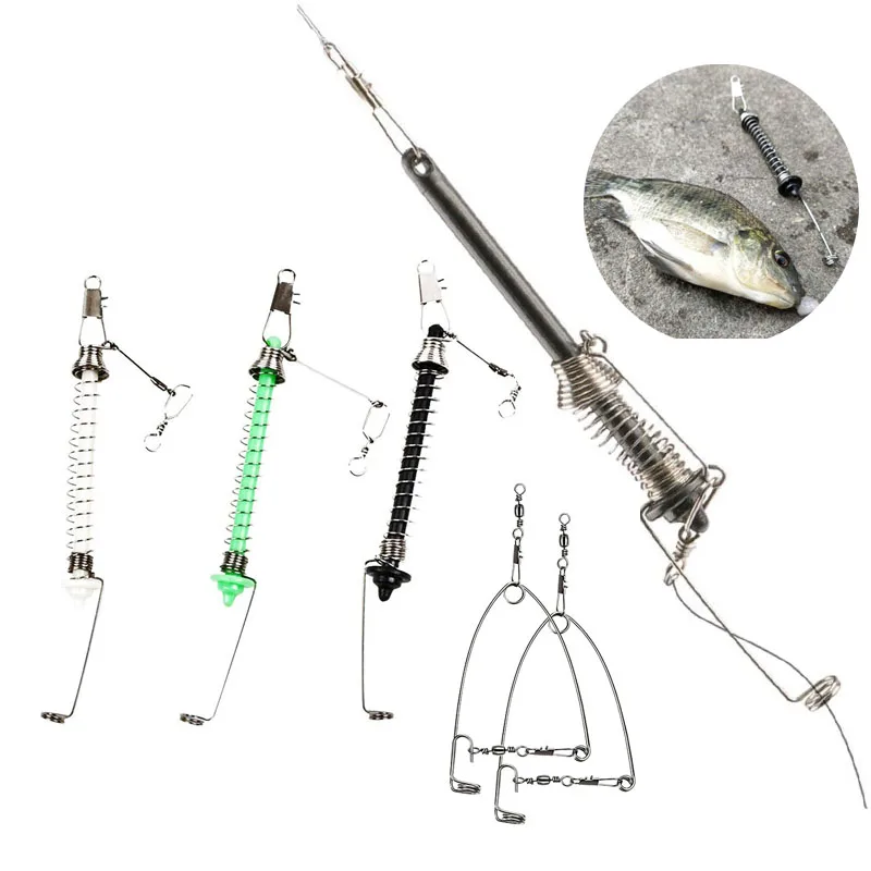 Chivao 16 Pieces Automatic Ice Fishing Hooks Device Stainless Steel Spring Loaded Fishing Traps Automatic Trapping Gear Actuated Tools