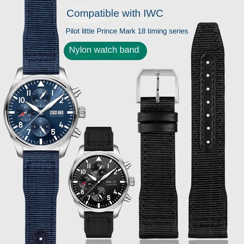 Elegant Blue-Green Nylon and Leather Bracelet Watch Strap - Premium Quality, Fits 20mm & 21mm