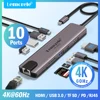Lemorele TC46 10in1 USB HUB Docking Station USB c Hub HDMI 4K 60Hz USB 3.0 RJ45 1000Mbps PD100W Charge For Macbook Pro Laptop 1